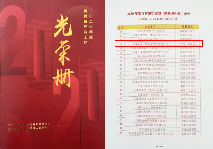 喜訊|上海山美股份又雙叒叕榮登上海青村百強(qiáng)企業(yè)榜