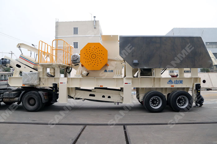 花崗巖河卵石破碎設備；輪胎式移動破碎站